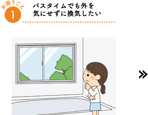 バスタイムでも外を気にせずに換気したい
        