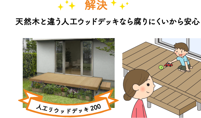 天然木と違う人工ウッドデッキなら腐りにくいから安心