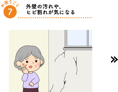 外壁の汚れや、ヒビ割れが気になる