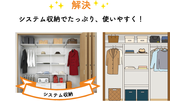 システム収納でたっぷり、使いやすく!